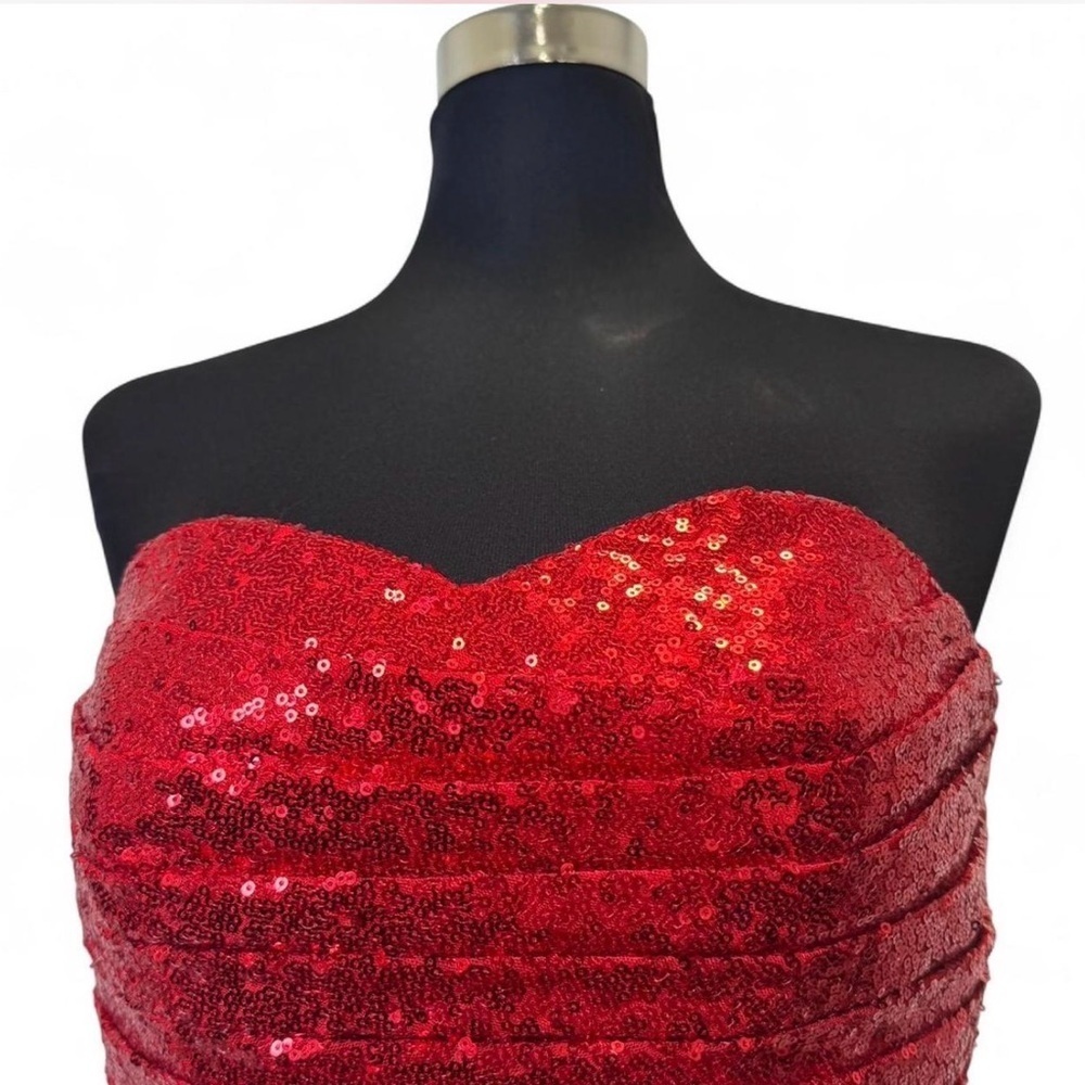 Strapless Red Sequin Gown - Picture 6 of 9